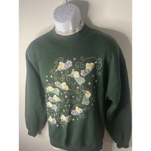 Vintage Christmas Grandma Sweater Size Large Angels Gopher Sport Made In USA
